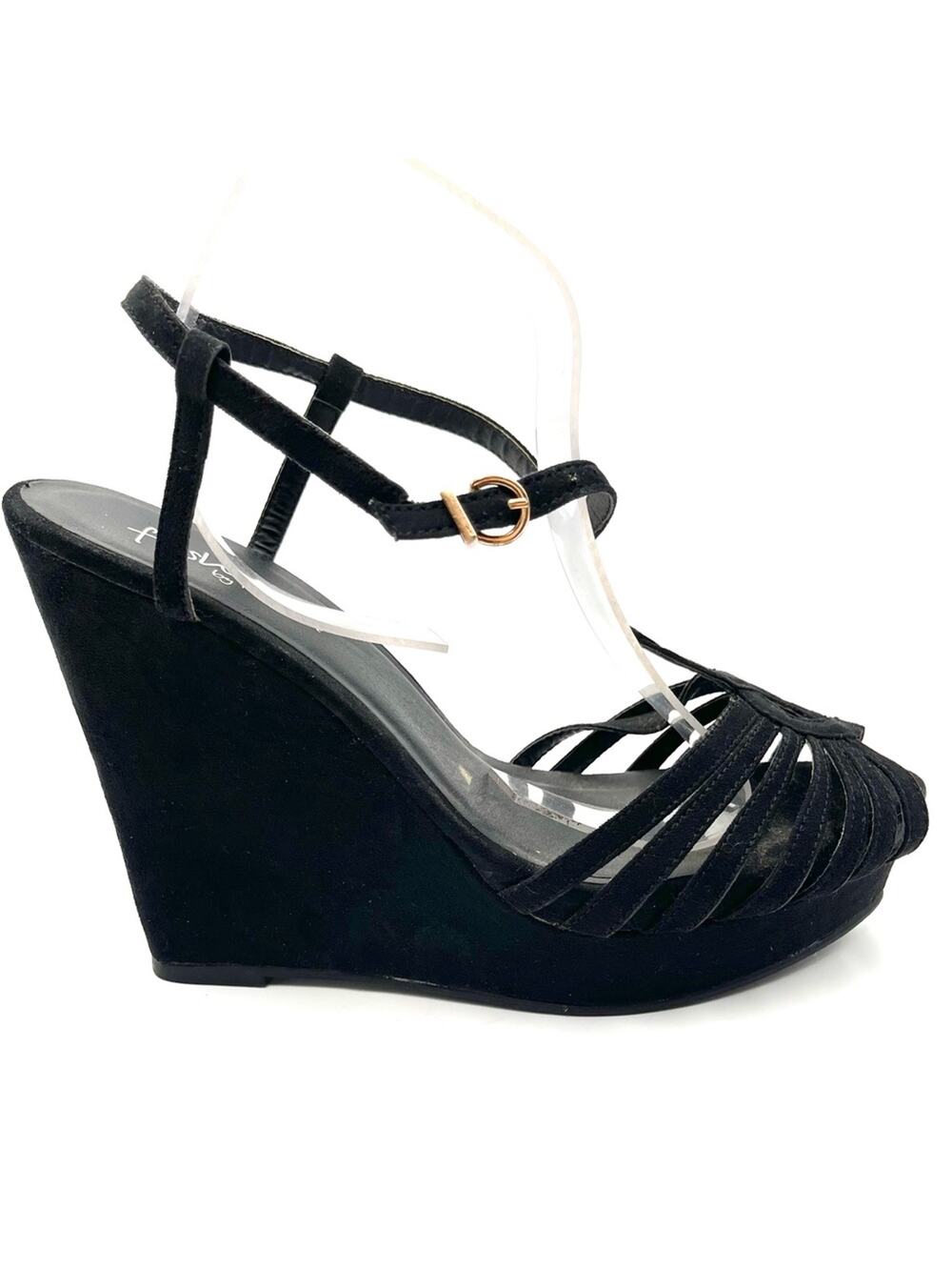 FASHION by MARIPAZ black vegan wedges size 10